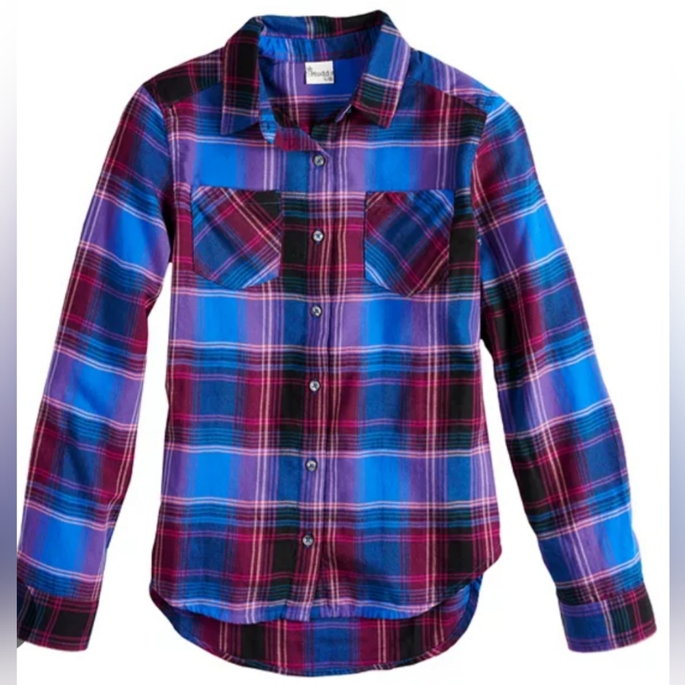 NEW Mudd girls button down plaid flannel shirt size 10